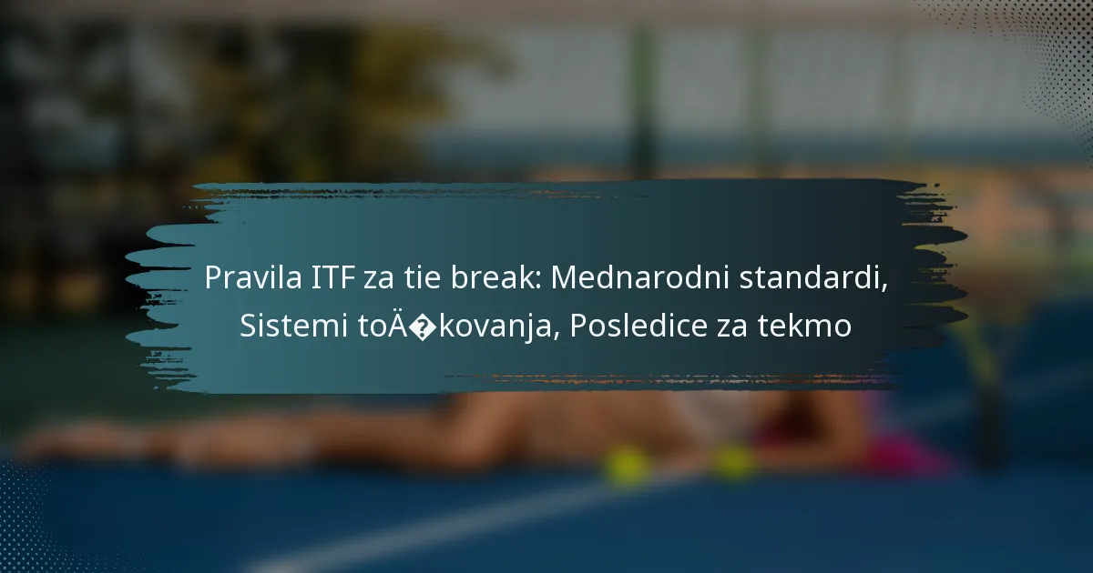 Pravila ITF za tie break: Mednarodni standardi, Sistemi točkovanja, Posledice za tekmo
