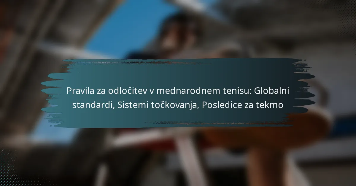 Pravila za odločitev v mednarodnem tenisu: Globalni standardi, Sistemi točkovanja, Posledice za tekmo