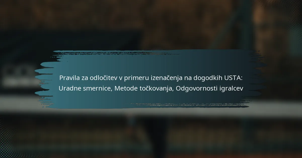 Pravila za odločitev v primeru izenačenja na dogodkih USTA: Uradne smernice, Metode točkovanja, Odgovornosti igralcev