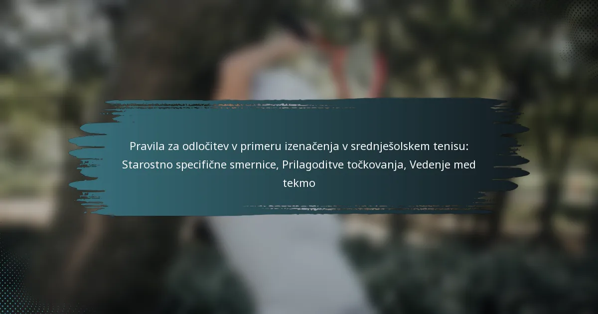 Pravila za odločitev v primeru izenačenja v srednješolskem tenisu: Starostno specifične smernice, Prilagoditve točkovanja, Vedenje med tekmo