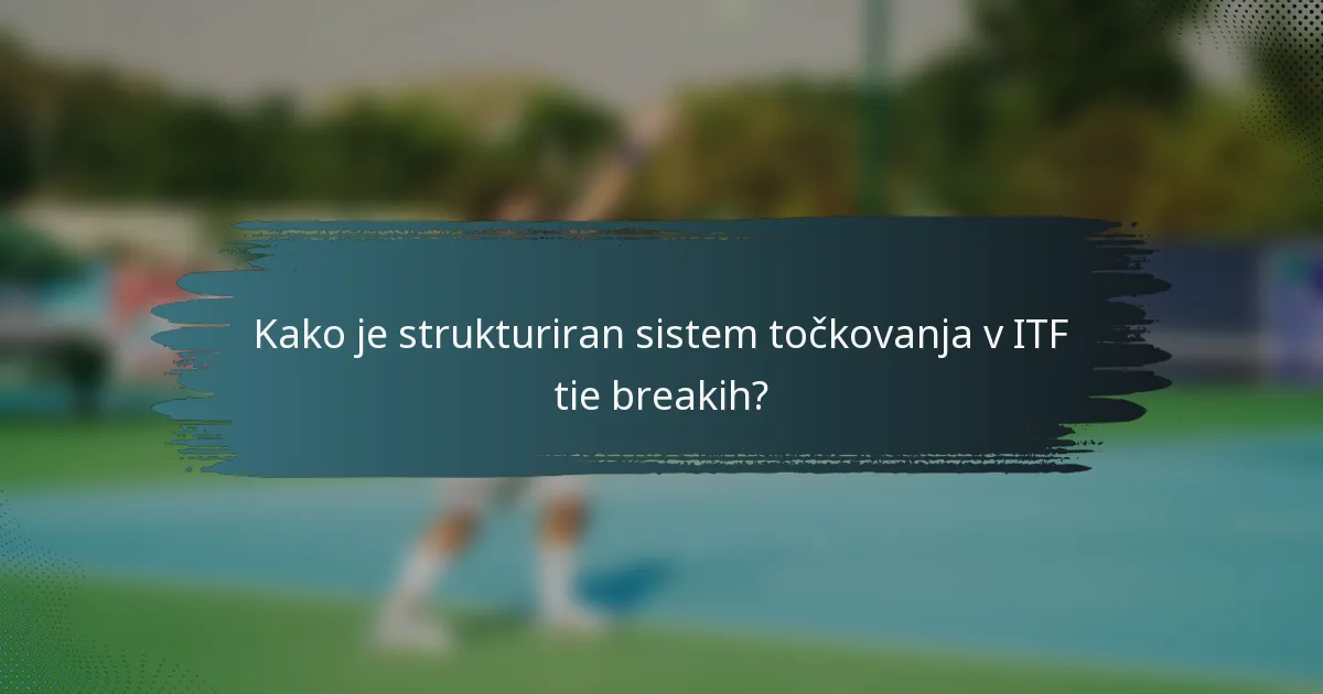 Kako je strukturiran sistem točkovanja v ITF tie breakih?