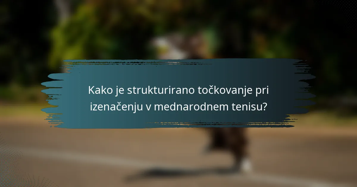 Kako je strukturirano točkovanje pri izenačenju v mednarodnem tenisu?
