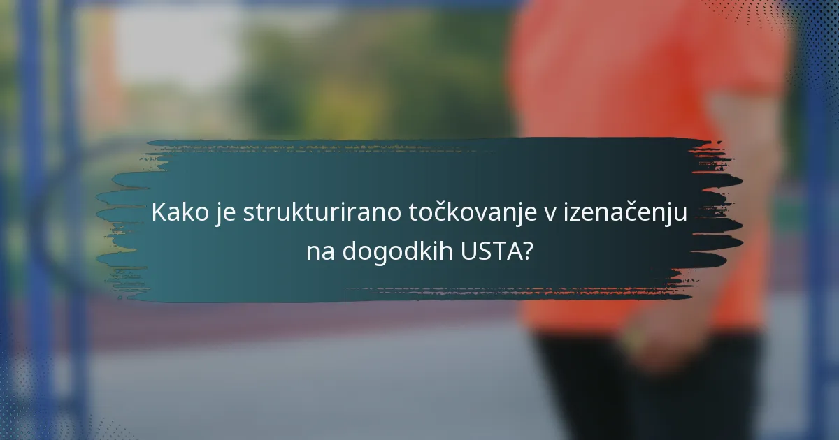 Kako je strukturirano točkovanje v izenačenju na dogodkih USTA?