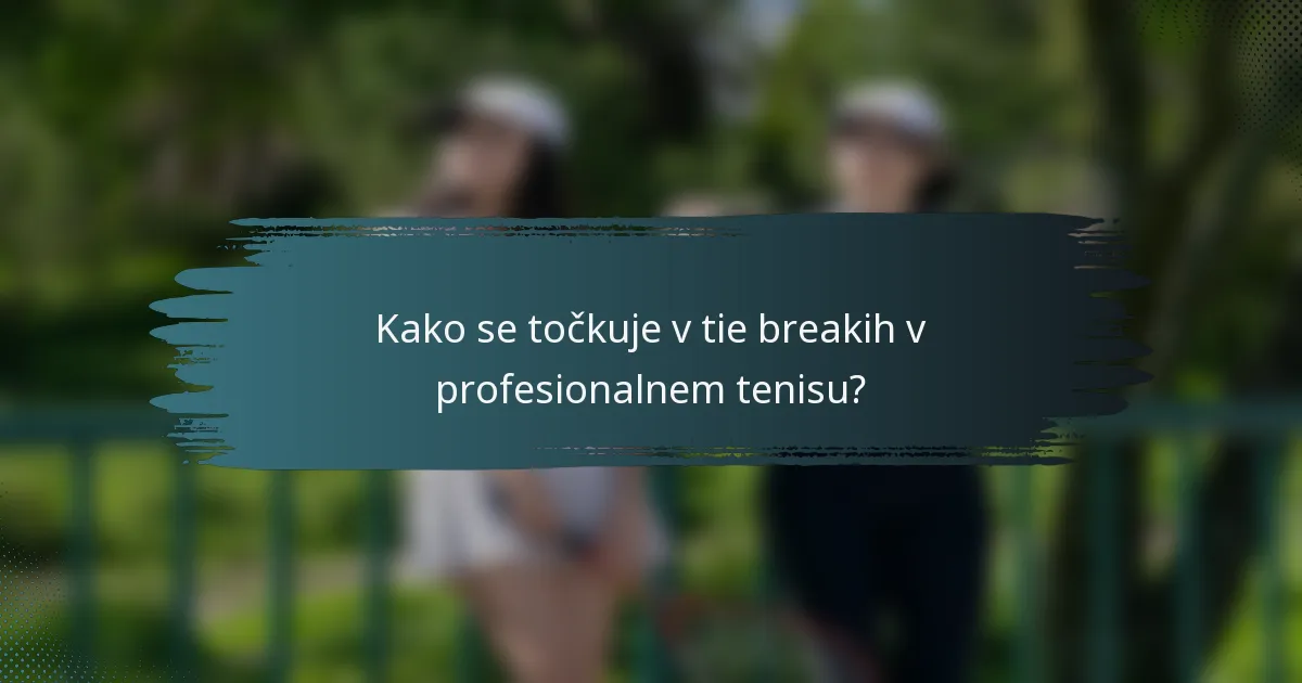 Kako se točkuje v tie breakih v profesionalnem tenisu?