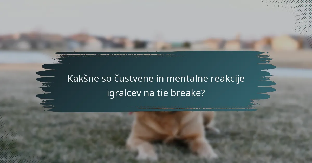 Kakšne so čustvene in mentalne reakcije igralcev na tie breake?