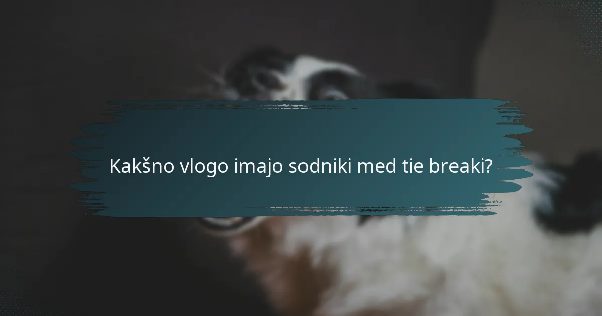 Kakšno vlogo imajo sodniki med tie breaki?