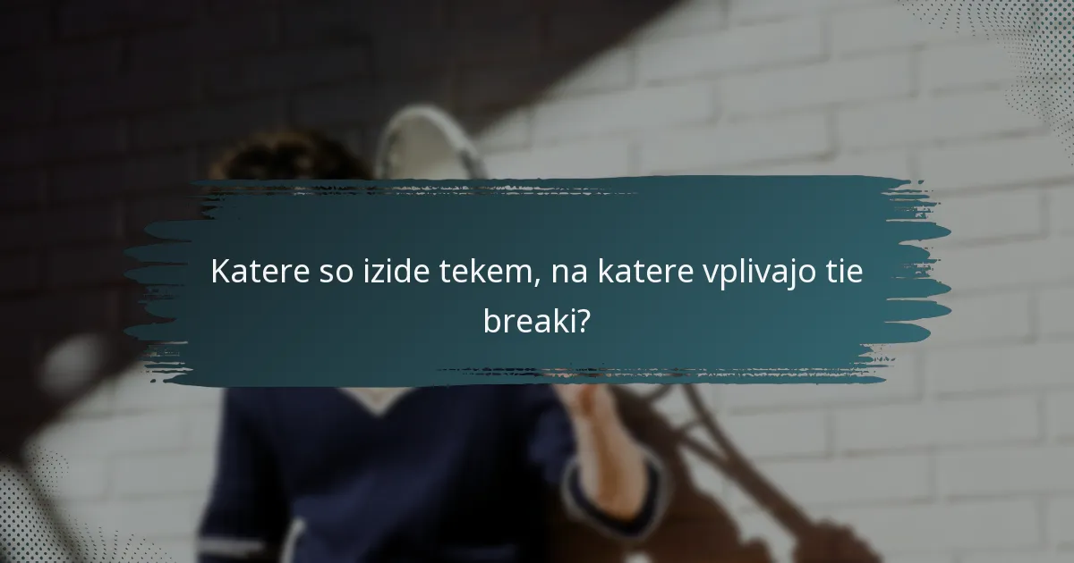 Katere so izide tekem, na katere vplivajo tie breaki?