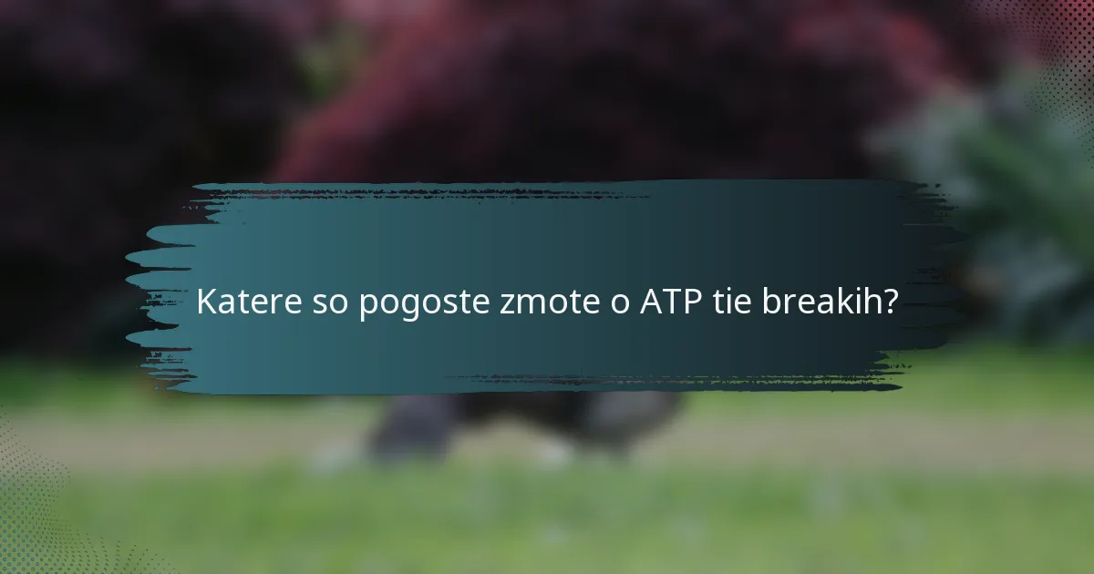Katere so pogoste zmote o ATP tie breakih?