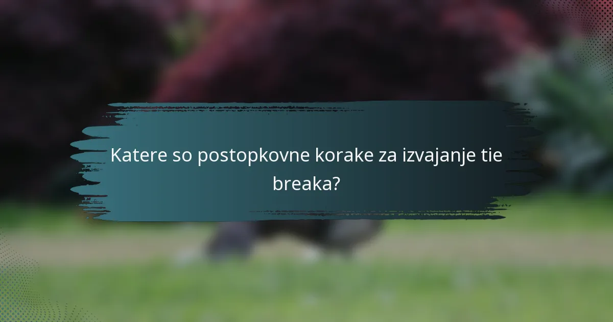 Katere so postopkovne korake za izvajanje tie breaka?
