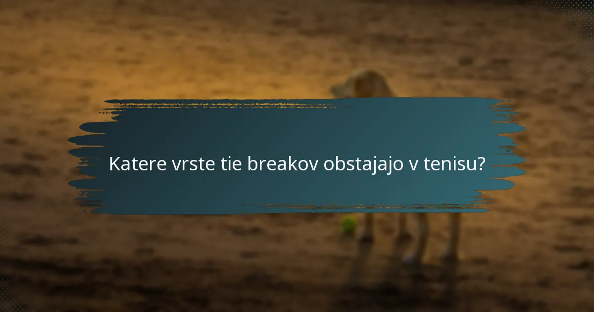 Katere vrste tie breakov obstajajo v tenisu?