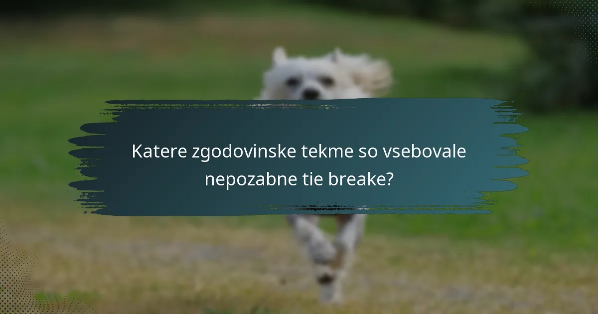 Katere zgodovinske tekme so vsebovale nepozabne tie breake?